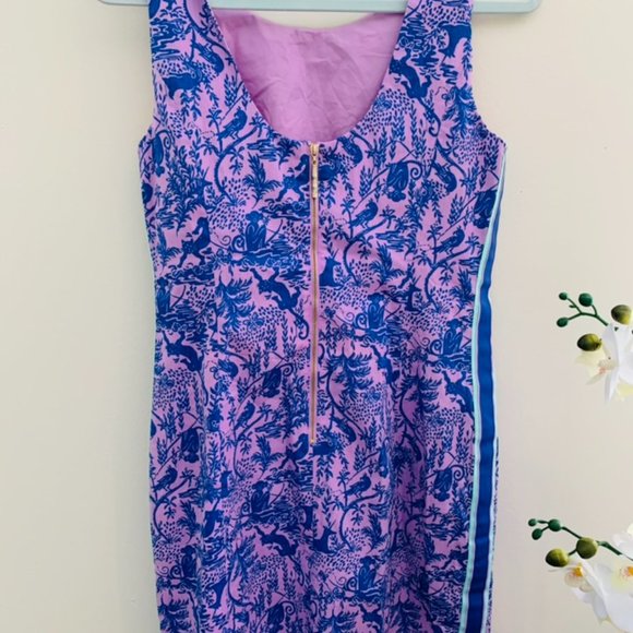 NEW Lilly Pulitzer Mila Stretch Shift Dress Lilac Freesia Safari As I Can See - Picture 4 of 5